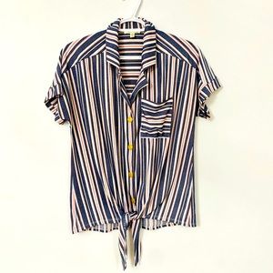 NEW | Faith and Joy Striped Button Down Short-Sleeve Top